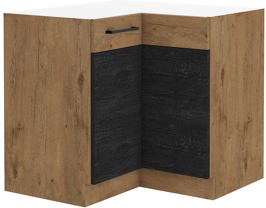 Szafka kuchenna 90x52x82 cm narożna dolna stojąca z cichym domykiem dark wood i dąb lancelot do kuchni