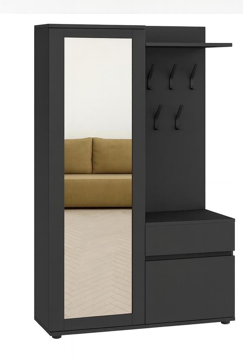 Garderoba do przedpokoju DUO 190x90x40 cm z lustrem wieszakami szafka na buty antracyt loft nr. 3
