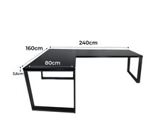 Biurko gamingowe Model 0 narożne czarne LOFT metalowe nogi dla gracza LOW 240x80x71cm - Miniaturka zdjęcia nr 2