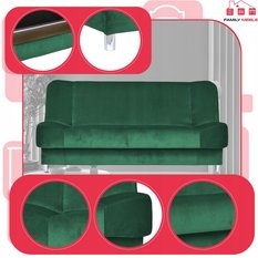 Wersalka SARA 200x95 cm butelkowa zieleń rozkładana kanapa z pojemnikiem sofa do salonu New Velo - Miniaturka zdjęcia nr 4