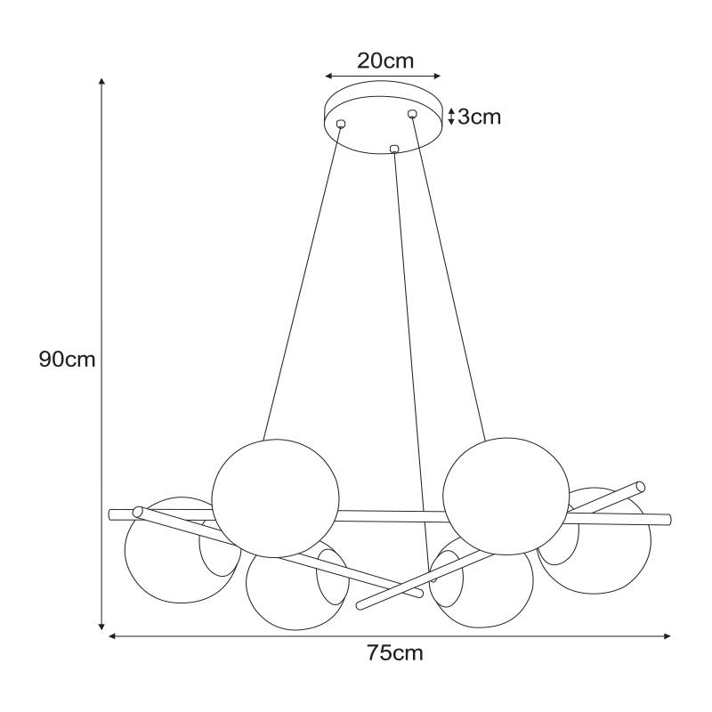 Lampa wisząca K-4967 ARTON 75x90x75 cm do salonu lub jadalni czarny/biały matowy nr. 7