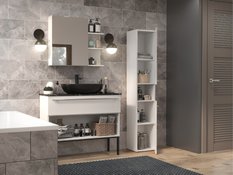 Szafka łazienkowa NEL I 174x31x30 cm z drzwiami i półkami do łazienki biały mat - Miniaturka zdjęcia nr 5