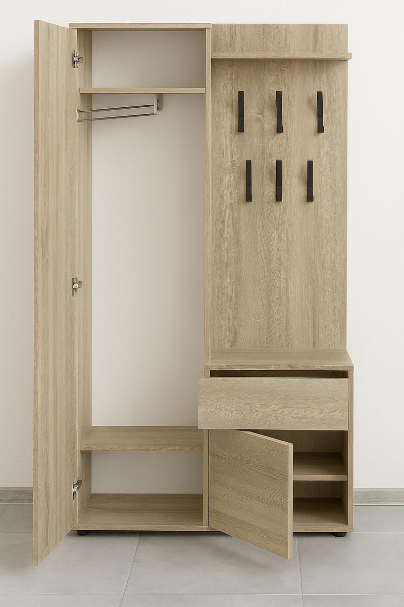 Garderoba do przedpokoju DUO 190x95x40 cm z lustrem wieszakami szafka na buty dąb sonoma  nr. 4