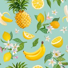 Tapeta Do Kuchni Egzotyczne OWOCE Ananas Kwiaty  - Miniaturka zdjęcia nr 6