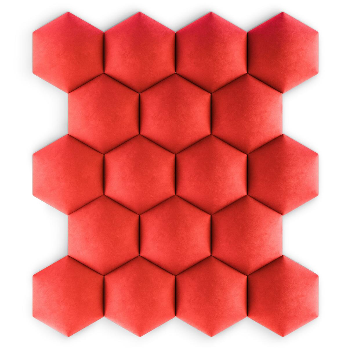 Panele tapicerowane  26x30 cm hexagon magic velvet czerwony nr. 7