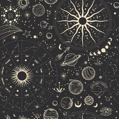 Tapeta Ozdobna PLANETY Znaki Zodiaku Słońce Boho  - Miniaturka zdjęcia nr 3
