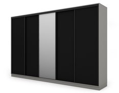 Szafa przesuwna 380x66x244 cm do sypialni okucia czarne szary platynowy czarny z 1 lustrem - Miniaturka zdjęcia nr 5