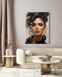 Obraz Złoty PORTRET Kobieca Twarz Styl Glamour Abstrakcja Do Salonu 80x120cm - Miniaturka zdjęcia nr 5