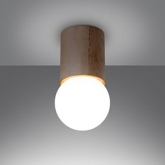 Plafon BOOMO 8 23x12x12 cm naturalne drewno biała kula G9 lampa sufitowa - Miniaturka zdjęcia nr 3