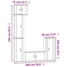 Zestaw szafek RTV 57x34,5x40 cm 5 szt z praktycznymi półkami i drzwiczkami biały połysk do salonu - Miniaturka zdjęcia nr 10