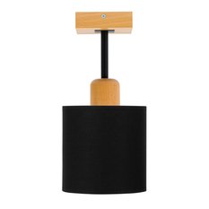 Lampa sufitowa 15 x 15 x 31 cm jednopunktowy spot z drewna gwint E27 czarna do salonu - Miniaturka zdjęcia nr 3