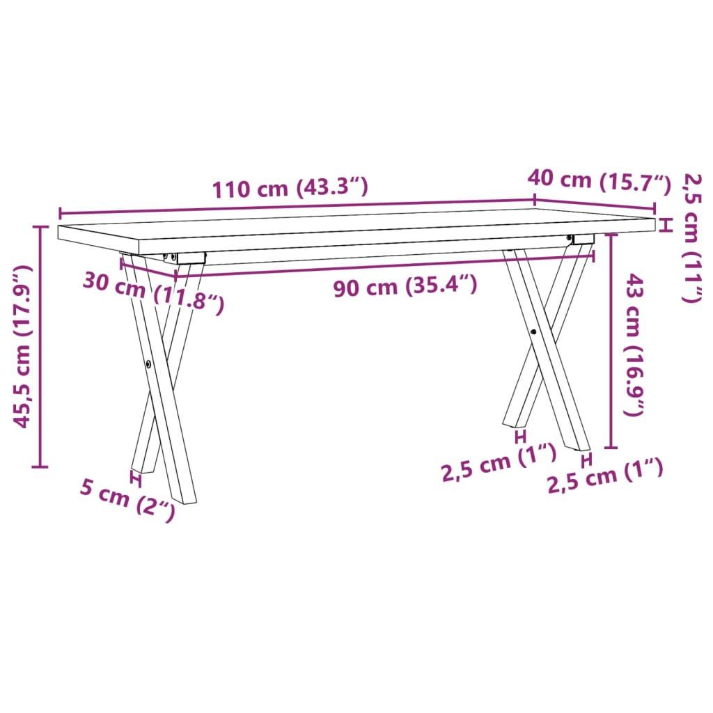 Stolik kawowy 110x40x45,5 cm nogi w kształcie litery X lite drewno do salonu nr. 10