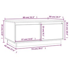 Stolik kawowy 80x50x35 cm z szufladami lite drewno sosnowe miodowy brąz do salonu - Miniaturka zdjęcia nr 10