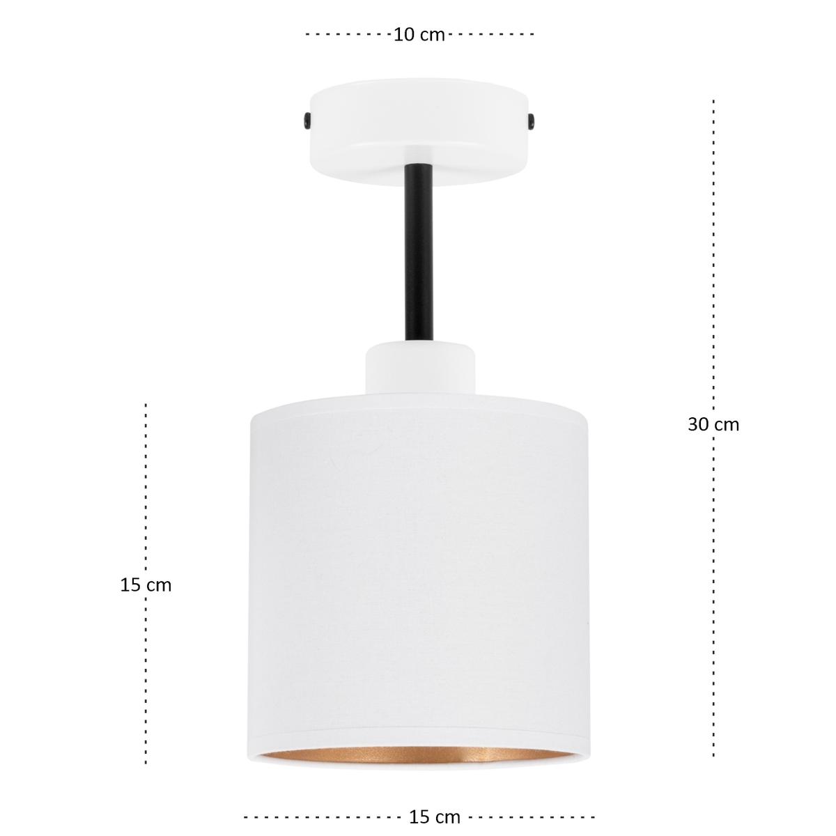 Lampa sufitowa 15x15x30 cm jednopunktowy spot z abażurem gwint E27 biała z białym abażurem do salonu nr. 4