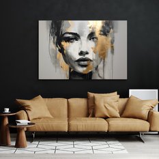 Obraz Do Salonu Abstrakcja ZŁOTY Portret Kobiety Styl Glamour Loft 120x80cm - Miniaturka zdjęcia nr 2