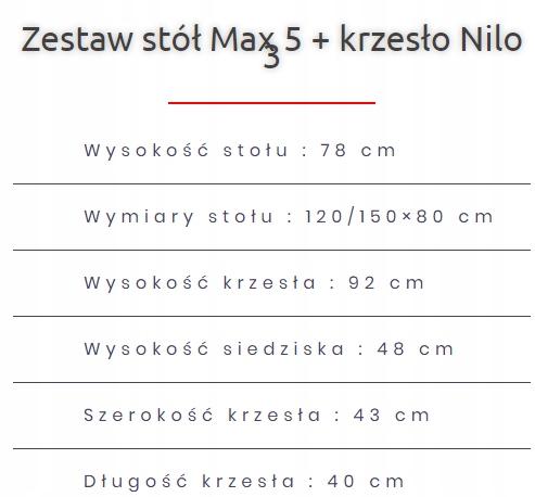 Zestaw do jadalni stół MAX 120/150x80 cm rozkładany + 6 krzeseł NILO dąb sonoma  nr. 4