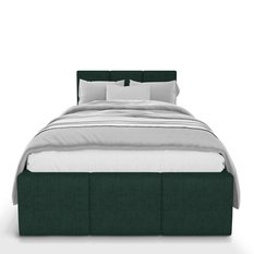 Łóżko Pojedyncze 90x200cm łóżko tapicerowane z pojemnikiem butelkowa zieleń do sypialni wezgłowie 110 cm - Miniaturka zdjęcia nr 6