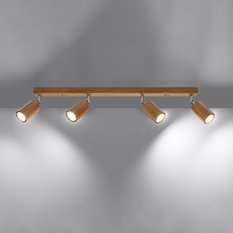 Plafon ZEKE 4 dąb 20x5x80cm nowoczesna lampa GU10 do salonu  - Miniaturka zdjęcia nr 3