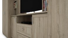 Meblościanka z szafą DAKO 380x240x55 cm zestaw mebli do salonu RTV Sonoma jasna MDF  - Miniaturka zdjęcia nr 4