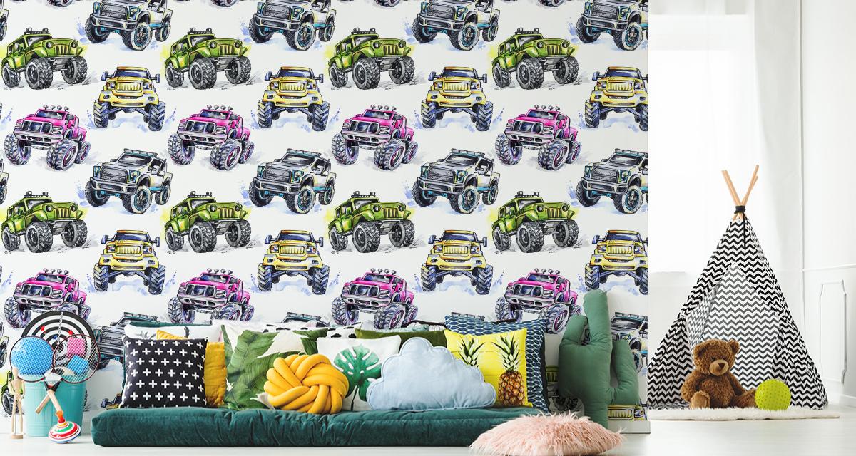 Tapeta Dla Dzieci MONSTER TRUCK Kolorowe Samochody  nr. 8