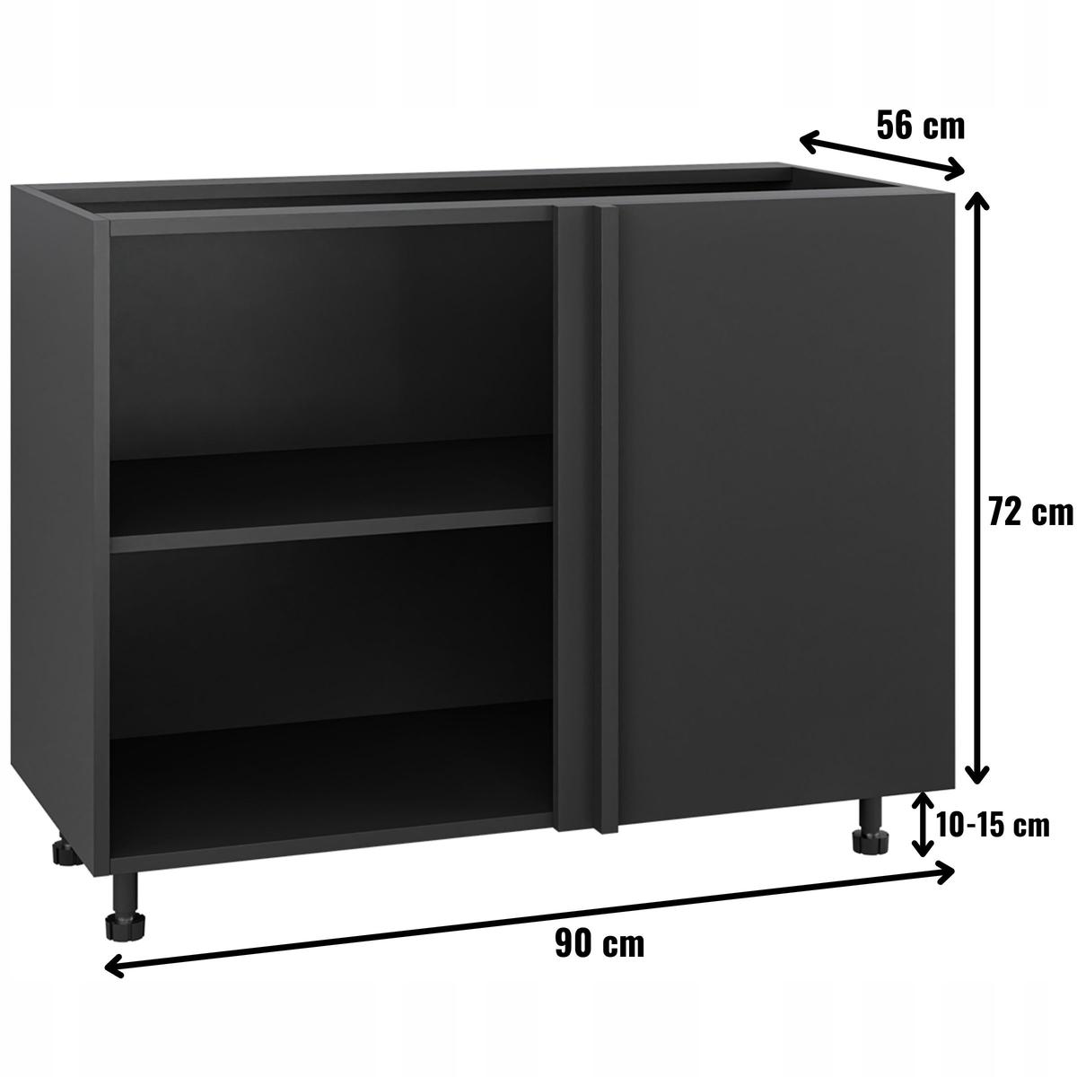 Korpus szafka kuchenna dolna narożna 90x82x56 cm z akcesoriami czarny nr. 4