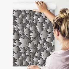Tapety Do salonu Szare LIŚCIE Abstrakcja Efekt 3D  - Miniaturka zdjęcia nr 8