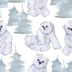Tapeta W Rolce Białe Malowane NIEDŹWIEDZIE Polarne  - Miniaturka zdjęcia nr 5