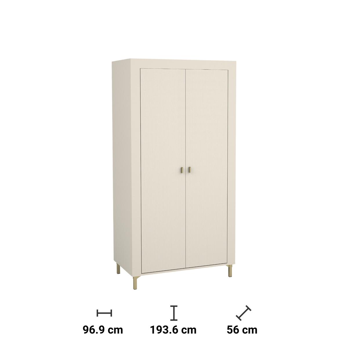 Szafa 96,9x56x193,6 cm  Mossa  dwudrzwiowa kaszmir do sypialni i pokoju nr. 4