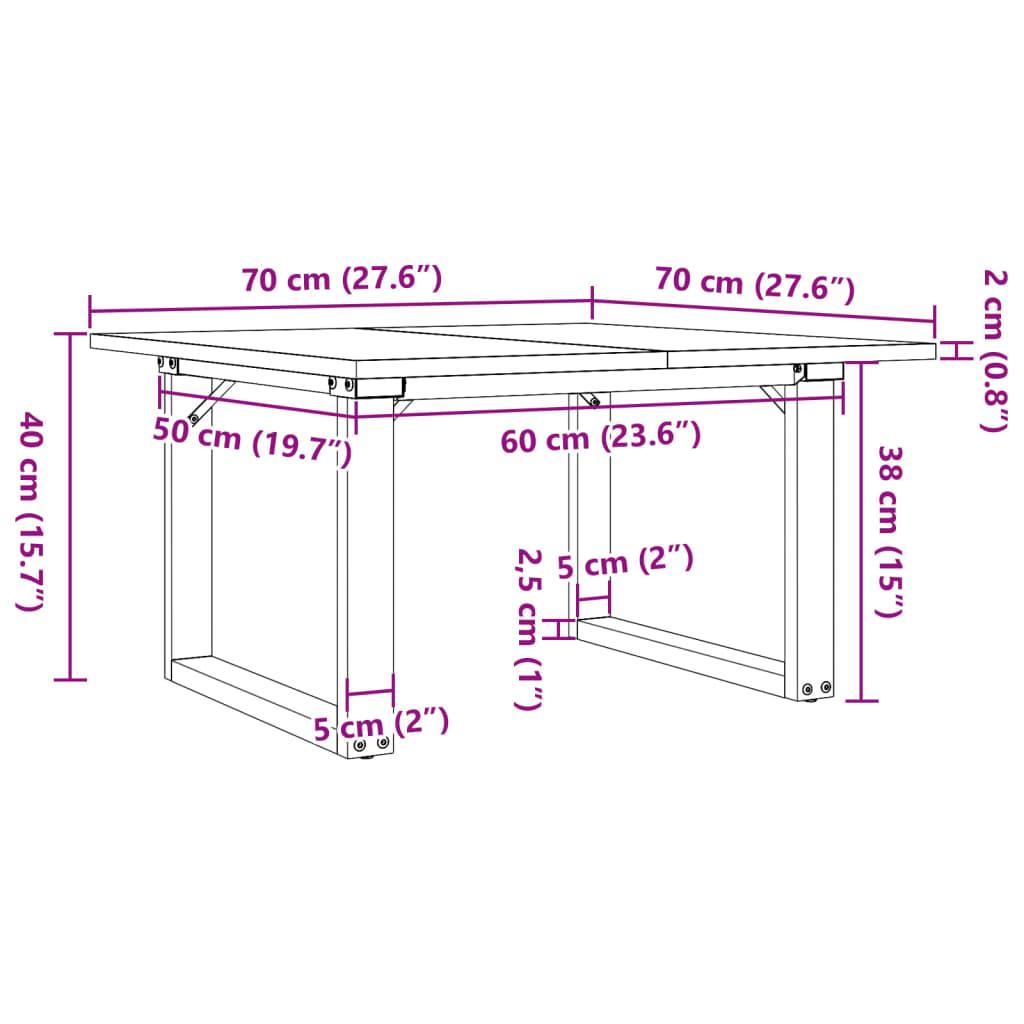 Stolik kawowy 70x70x40 cm z czworokątnymi nogami lite drewno sosnowe do salonu nr. 10