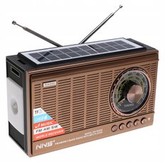 Radio przenośne 21 x 12,5 x 8,5 cm  z funkcją bluetooth    z latarką  ładowany solarnie brązowe - Miniaturka zdjęcia nr 1