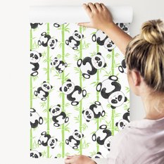 Tapeta Dla Dzieci Misie PANDA Bambus Liście Natura 53x1000  - Miniaturka zdjęcia nr 5