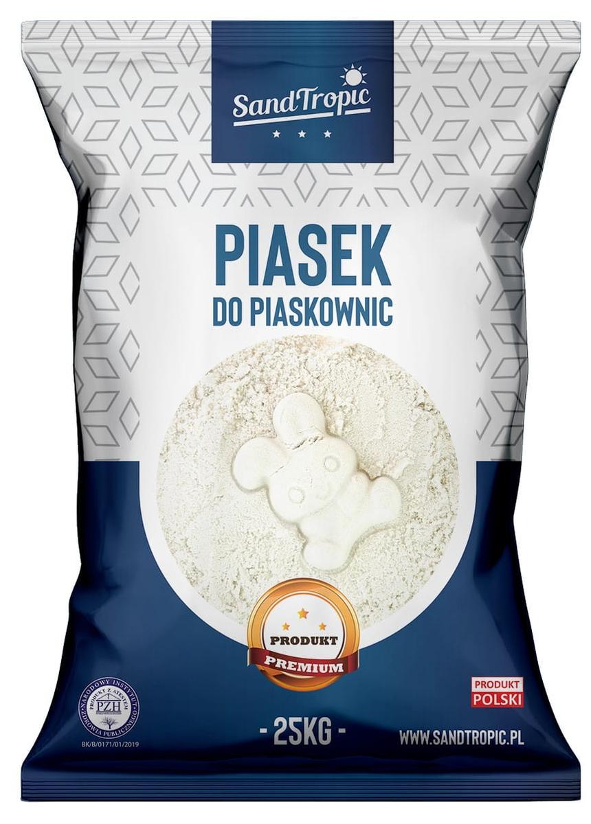 Piasek do piaskownicy 25 kg atest miękki jasny 