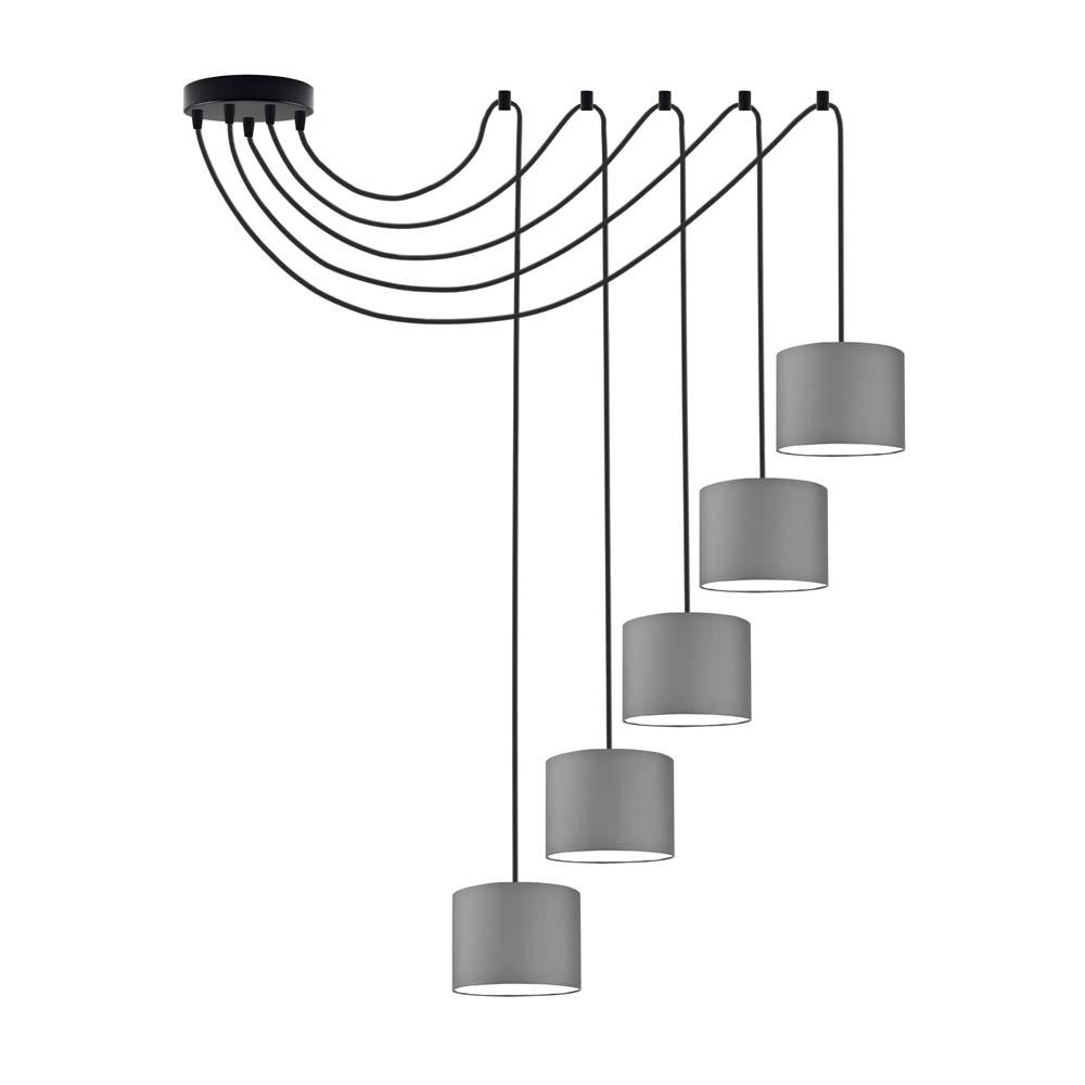 Żyrandol WAIKIKI W5 17,5x12 cm z 5 abażurami szary do salonu gabinetu lub pokoju nr. 6