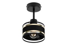 Lampa sufitowa 15 x 15 x 26 cm jednopunktowy spot gwint E27 czarna z czarnym abażuremdo salonu - Miniaturka zdjęcia nr 1