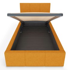 Łóżko Pojedyncze 90x200cm łóżko tapicerowane z pojemnikiem żółte do sypialni wezgłowie 110 cm - Miniaturka zdjęcia nr 9