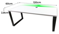 Biurko gamingowe model 2 Low 120x60x71 cm białe LOFT LED RGB pilot przepust blat 2,8 cm - Miniaturka zdjęcia nr 2