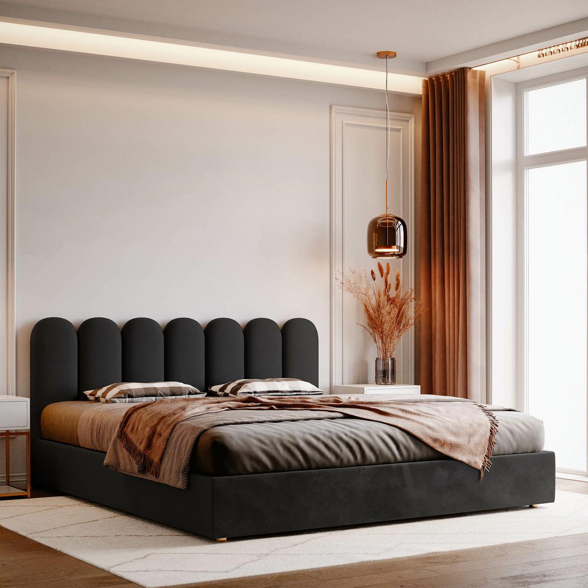 Panele tapicerowane 30x80 cm na ścianę płotek czarny magic velvet nr. 5