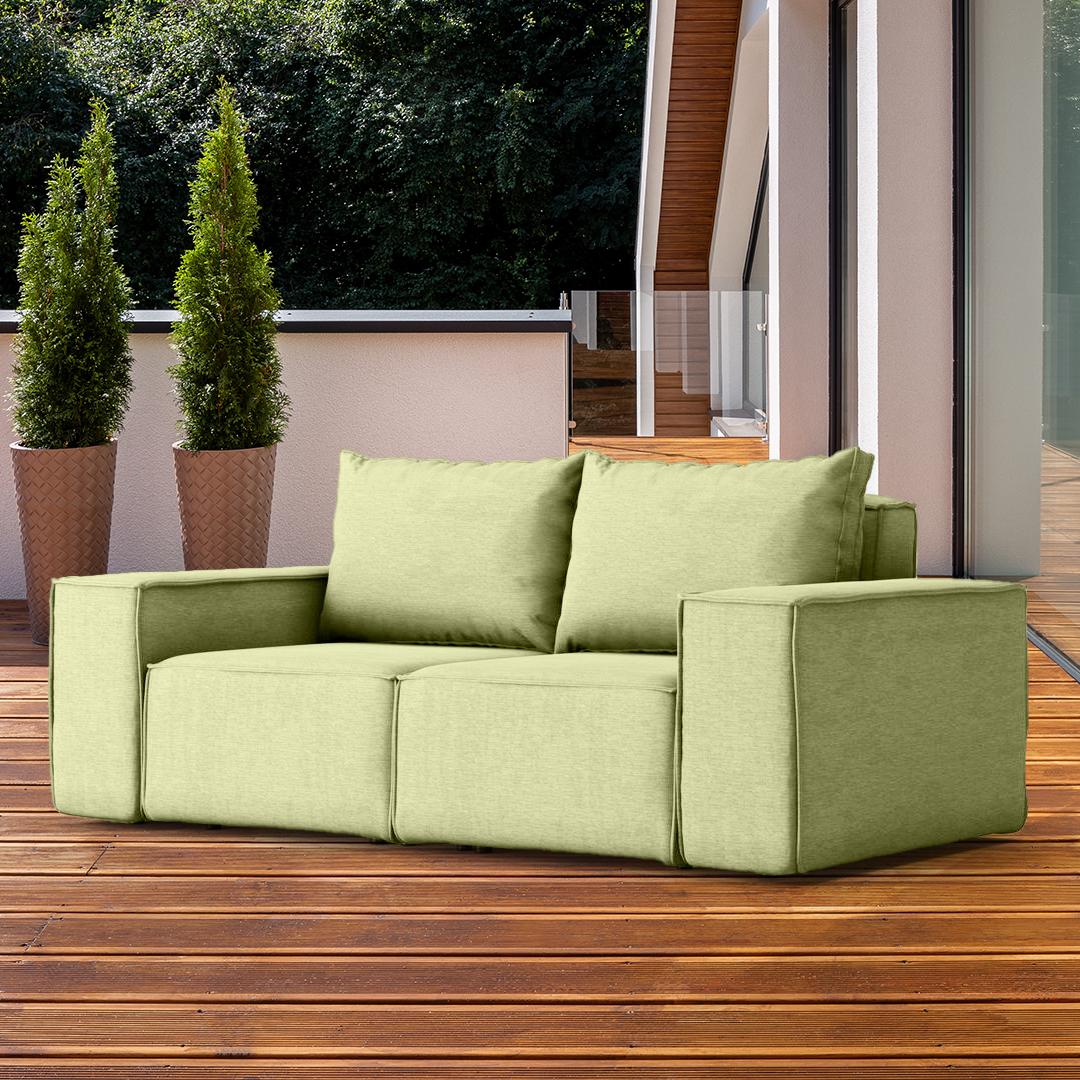 Sofa ogrodowa SONNE 180x73x88 cm dwuosobowa wodoodporna UV + 2 poduszki na taras do ogrodu zielona nr. 2