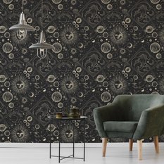 Tapeta W Rolce KSIĘŻYCE Planety Fale Szkic Boho  - Miniaturka zdjęcia nr 5