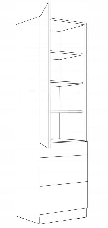 Szafka kuchenna 60x57x210 cm komin gospodarczy z szufladami słupek z cichym domykiem dark wood i dąb lancelot do kuchni nr. 2