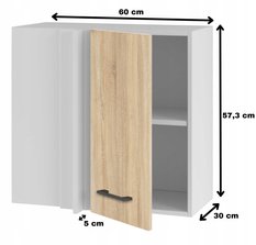 Szafka kuchenna górna 30x57x60 cm narożna wisząca lewa/prawa dąb sonoma  - Miniaturka zdjęcia nr 3