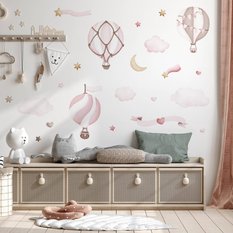 Naklejki Dla Dzieci Różowe Balony Gwiazdy 120x60 Serduszka Styl ZESTAW - Miniaturka zdjęcia nr 4