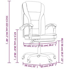 Fotel obrotowy 63x56x122 cm biurowy rozkładany z regulacją wysokości ciemnoszary krzesło do biura lub pokoju czy nauki - Miniaturka zdjęcia nr 11