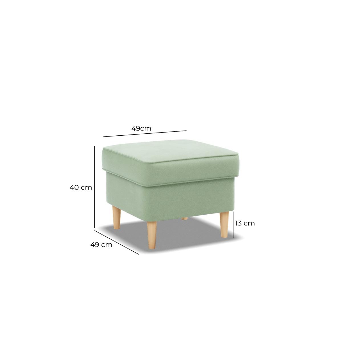 Podnóżek VELO 49x40x49 cm do uszaka fotela pufa tapicerowana siedzisko na nóżkach do salonu jasny zielony nr. 3