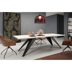 Stół rozkładany 160x90x76 cm prostokątny Harmonia white chromix do jadalni - Miniaturka zdjęcia nr 3