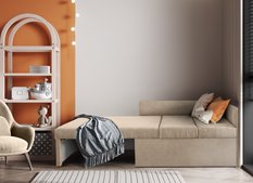 Łóżko dziecięce Viluś 108x81x78 cm sofa narożnik jednoosobowy do pokoju z funkcją spania i przechowywania dla dzieci beżowy - Miniaturka zdjęcia nr 12