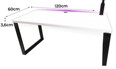 Biurko gamingowe model 3 Low 120x60x71 cm białe LOFT LED RGB pilot przepust HUB USB blat 3,6 cm - Miniaturka zdjęcia nr 2