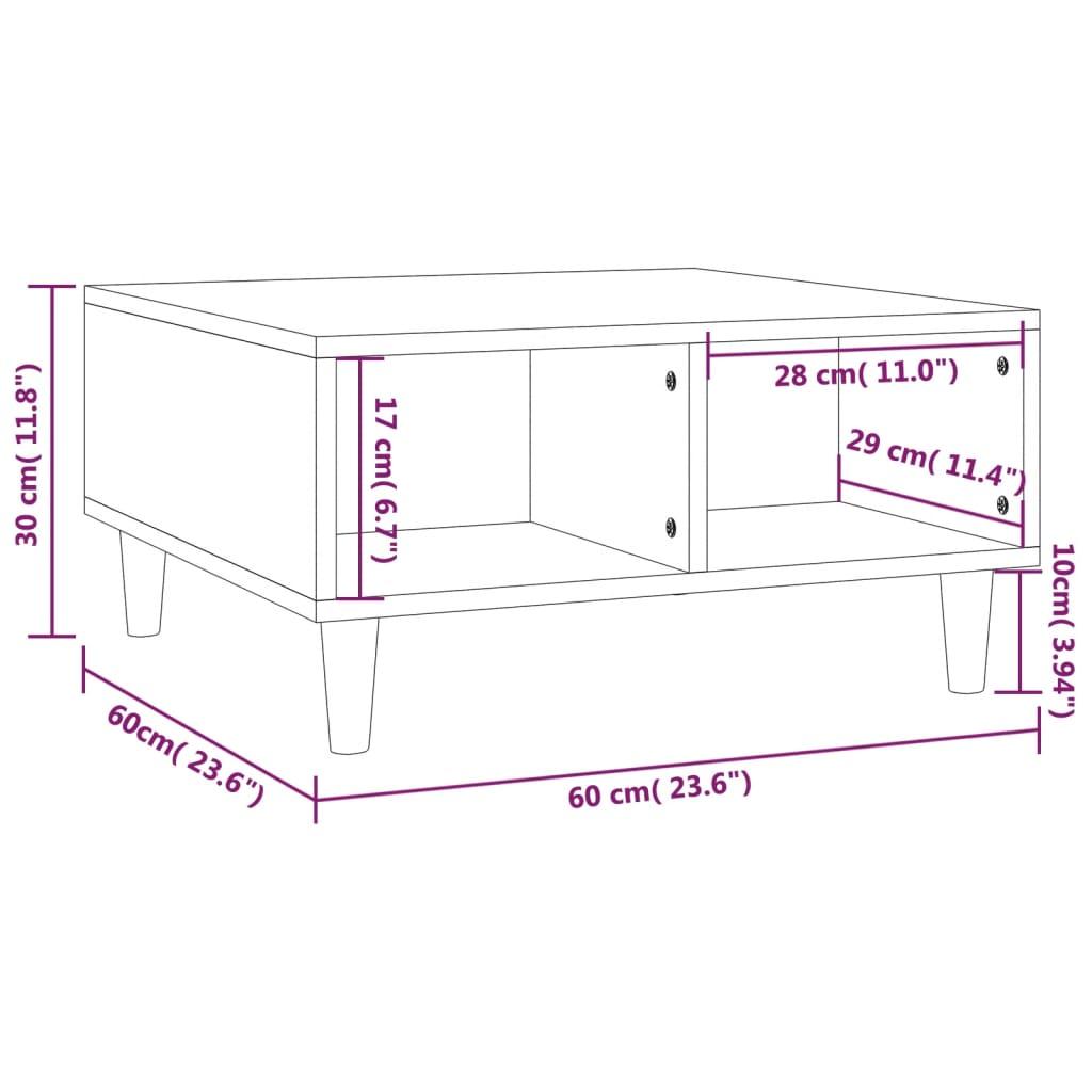 Stolik kawowy 60x60x30 cm z praktycznymi półkami brązowy dąb do salonu nr. 6