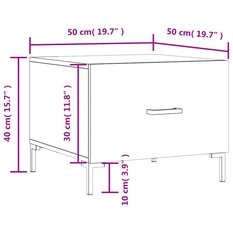 Stolik kawowy 50x50x40 cm kwadratowy z praktyczną szufladą biały z połyskiem do salonu - Miniaturka zdjęcia nr 12