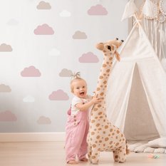 NAKLEJKA NA ŚCIANĘ DO POKOJU DZIECKA 60x30 BEŻOWO-RÓŻOWE CHMURKI - Miniaturka zdjęcia nr 5